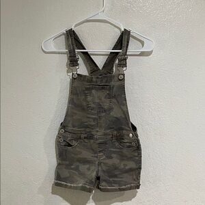 SO Olive Green Camo Short Overalls - Kids